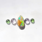 Item #20: Five-stone ring with opal, amethyst & tourmaline in 14K gold-fill
