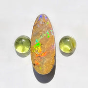 Item #23: Australian opal & peridot ring in silver