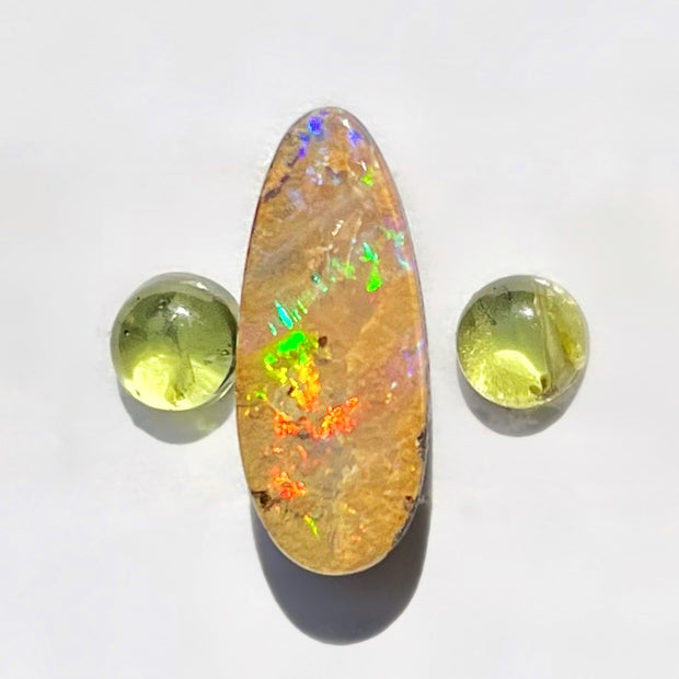 Item #23: Australian opal & peridot ring in silver