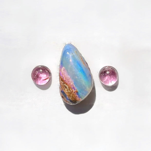 Item #30: Pipe opal & pink tourmaline ring in silver