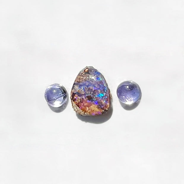 Item #32: Pipe opal & tanzanite ring in 14K gold-fill