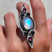 Esmeralda ring with moonstone & amethyst