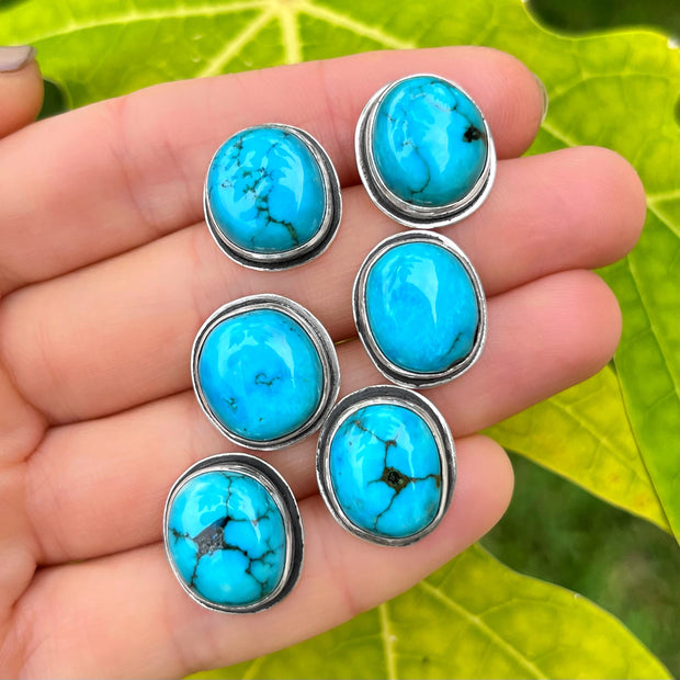 Large turquoise studs in silver