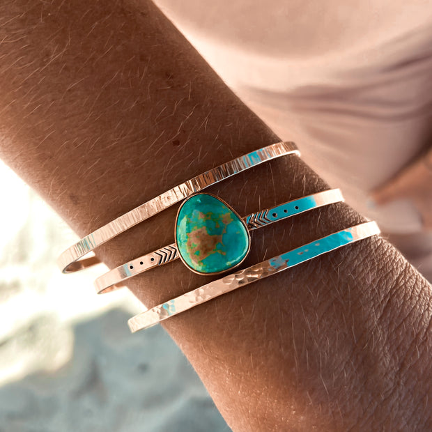 Green turquoise cuff set in 14K gold-fill