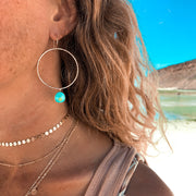 Large turquoise hoop earrings in 14K gold-fill