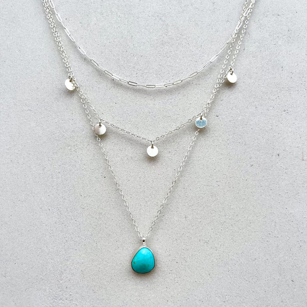 Small layered necklace set in silver