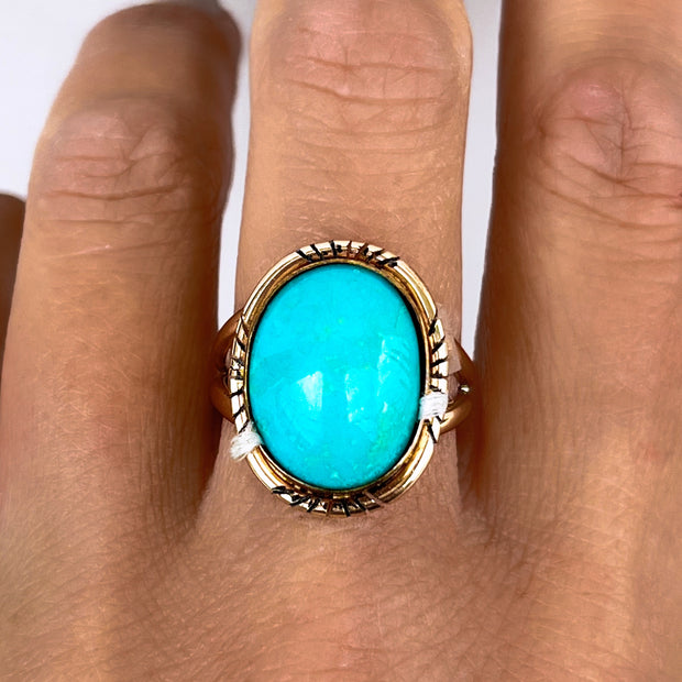 Turquoise Mountain turquoise ring in 14K gold-fill