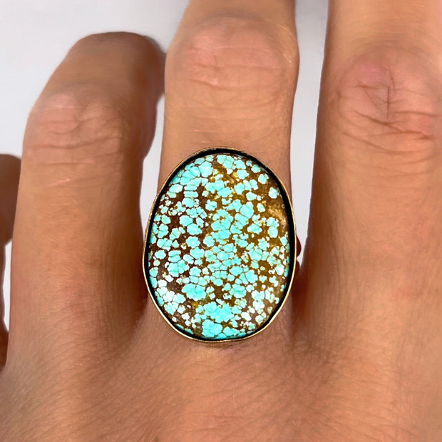 Number 8 turquoise ring in 14K gold-fill