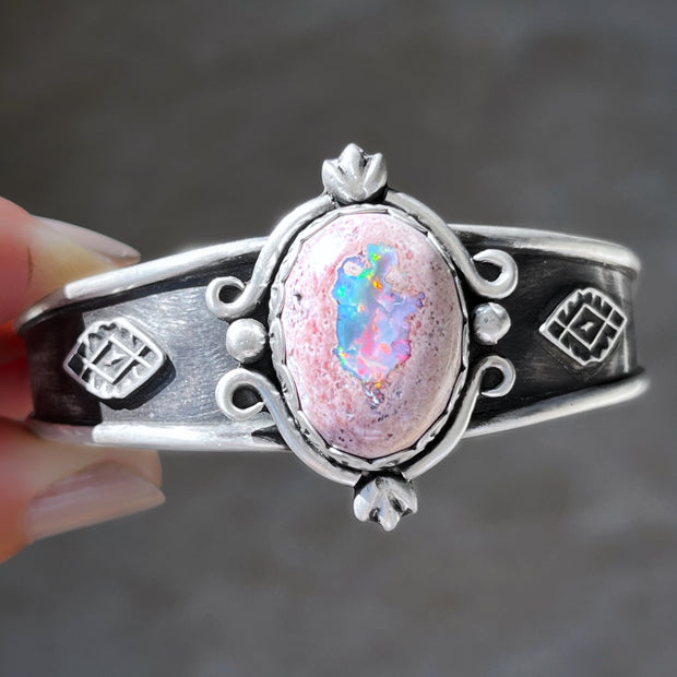 Mexican opal statement cuff in silver