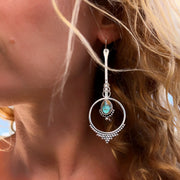 Rare crystal pipe opal pendulum earrings in silver