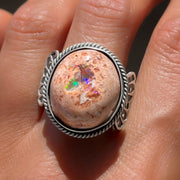 Mexican opal winged ring in silver