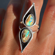 Rare crystal pipe opal ring in silver