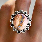 Mexican opal chain ring in silver