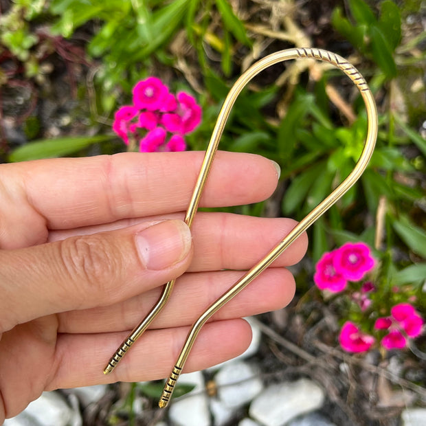 RESERVED FOR CHRISTINE - Stamped brass hair fork