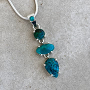 Cascading turquoise necklace in silver