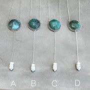 Turquoise & howlite lariat necklace in silver