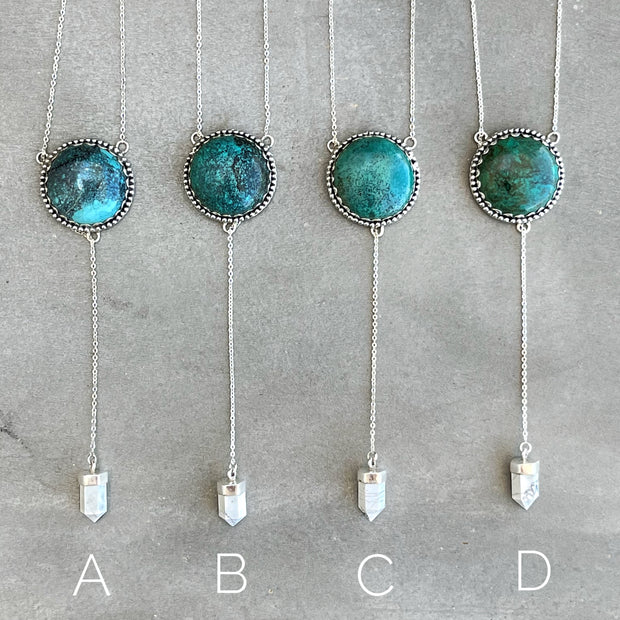 Turquoise & howlite lariat necklace in silver