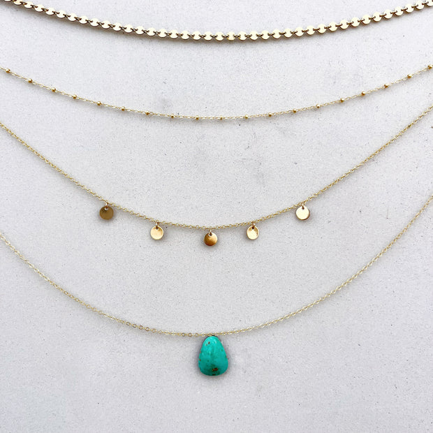 14K gold-filled layered necklace set with Turquoise Mountain turquoise