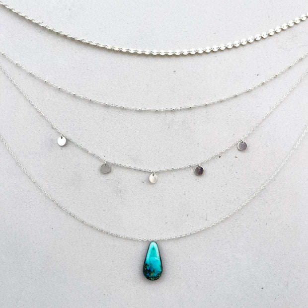 Silver layered necklace set with VERY RARE turquoise