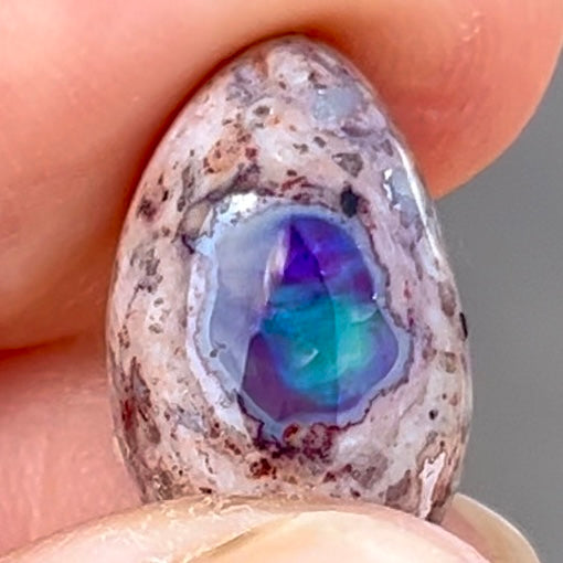 Made-to-order 3-stone ring with blue Mexican opal