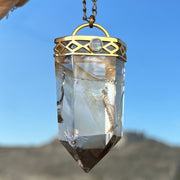 RESERVED FOR MELISSA - Custom smoky quartz & moonstone necklace in brass