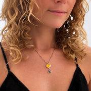 Yellow flower terrarium necklace with succulent dangle