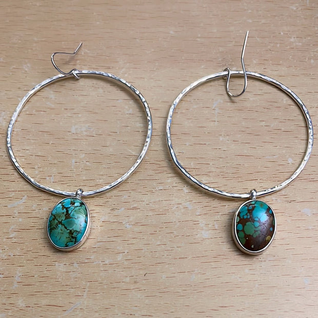 RESERVED FOR HEATHER - Remaining balance on custom turquoise hoops in silver