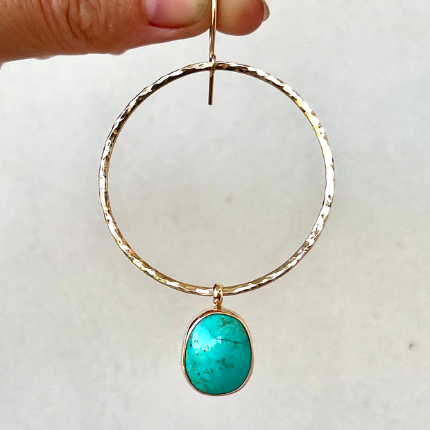 RESERVED FOR HEATHER - Replacement turquoise hoop in 14K gold-fill