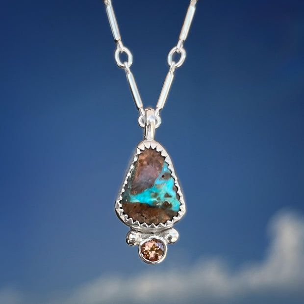Royston turquoise necklace with chocolate zircon