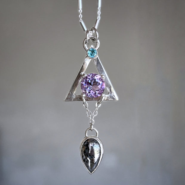 Triangle necklace with optional native silver dangle