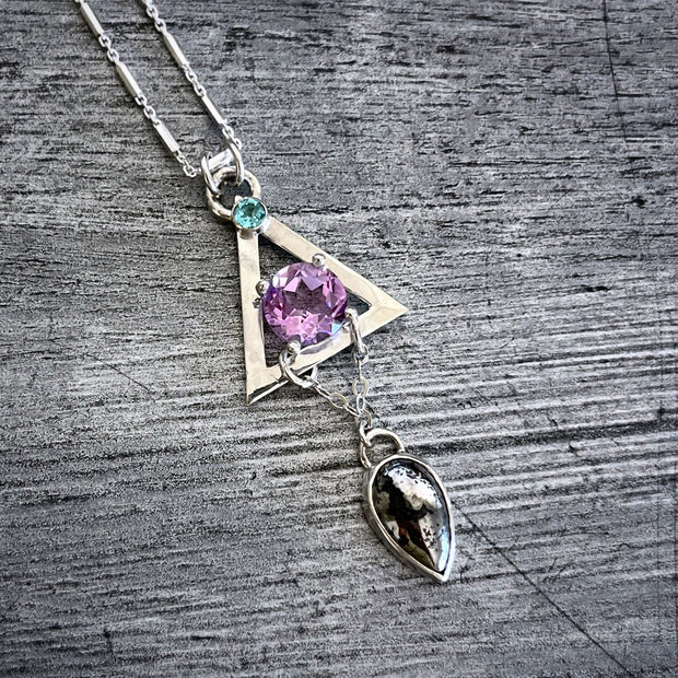 Triangle necklace with optional native silver dangle