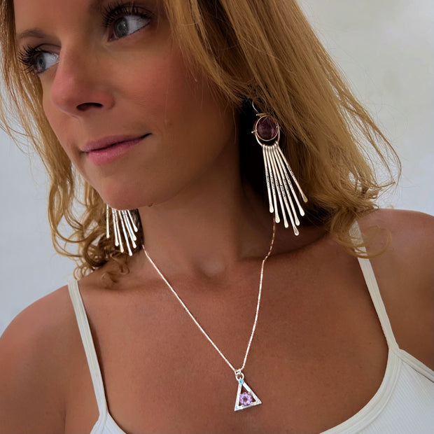 Triangle necklace with optional native silver dangle