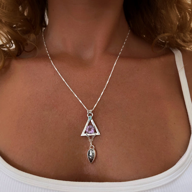 Triangle necklace with optional native silver dangle