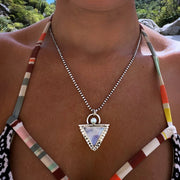 Triangle moonstone & larimar necklace in silver