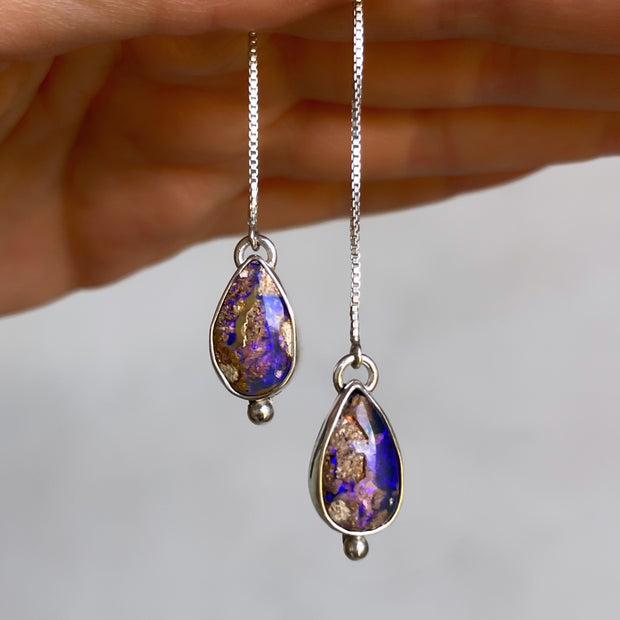 RARE crystal pipe opal threader earrings