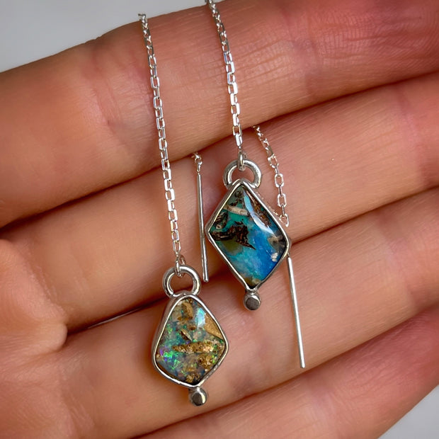 RARE crystal pipe opal threader earrings