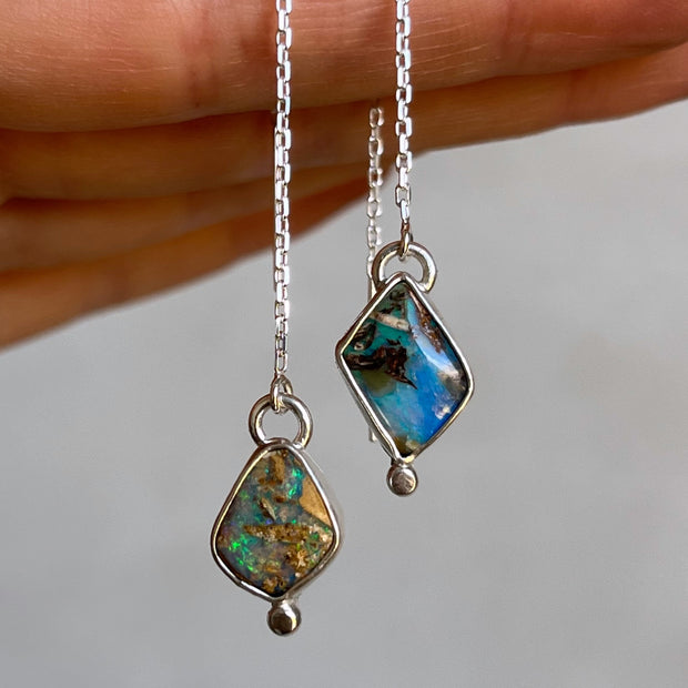 RARE crystal pipe opal threader earrings