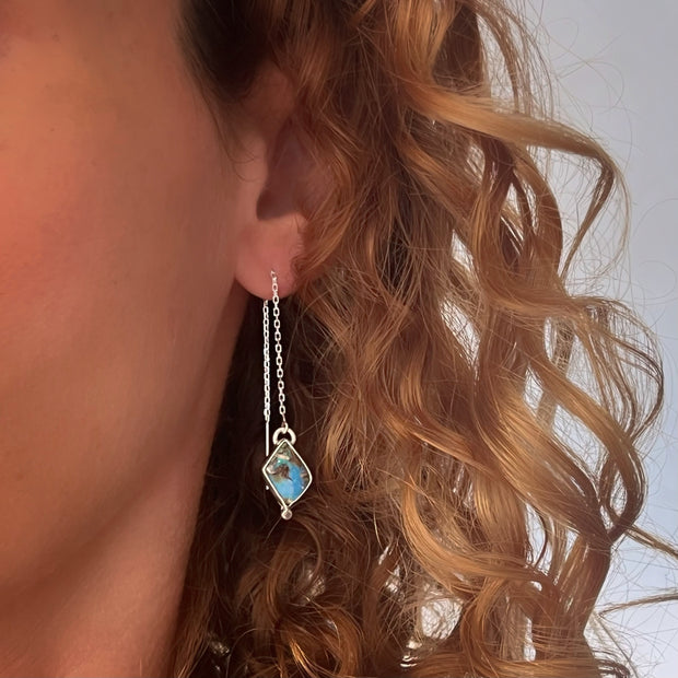 RARE crystal pipe opal threader earrings