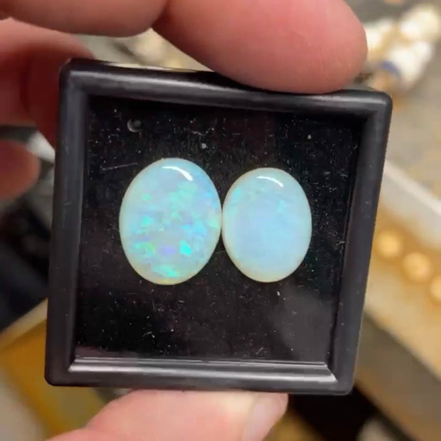RESERVED FOR EMILY - Deposit on pair of white Australian crystal opals