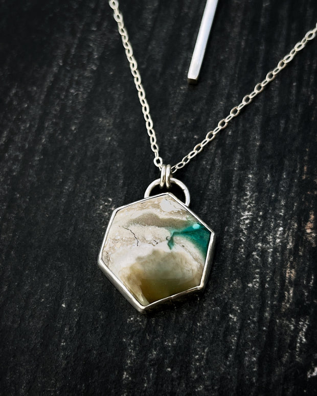 Opalized petrified wood layered necklace set in silver