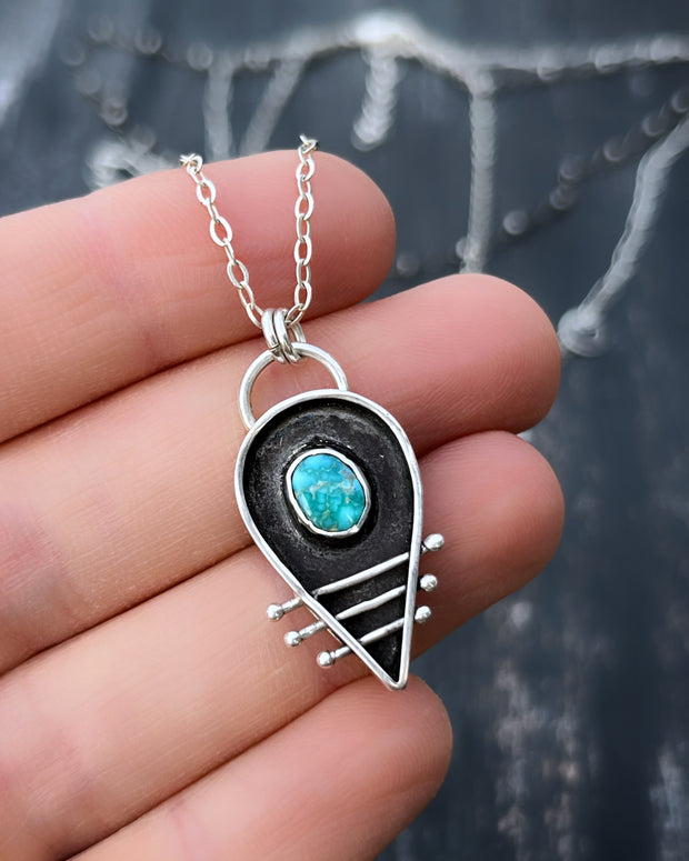 Whitewater turquoise layered shadowbox necklace set in silver