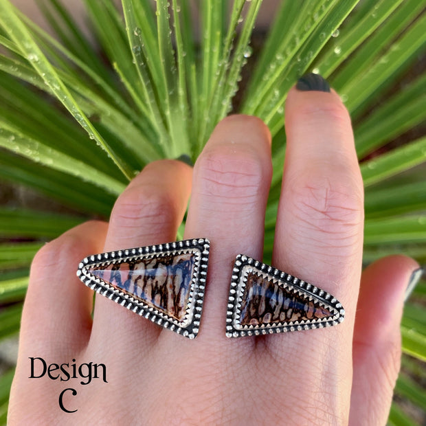 Made-to-order double triangle ring