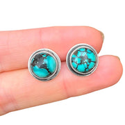 Small turquoise studs in silver