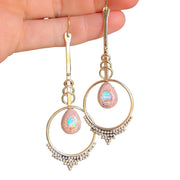 Small pendulum earrings with Mexican opal teardrops