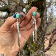 RESERVED FOR GLORIA - Custom turquoise stud earrings with removable hoops