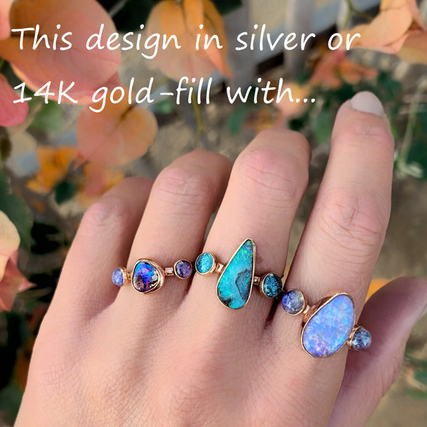 Item #32: Pipe opal & tanzanite ring in 14K gold-fill