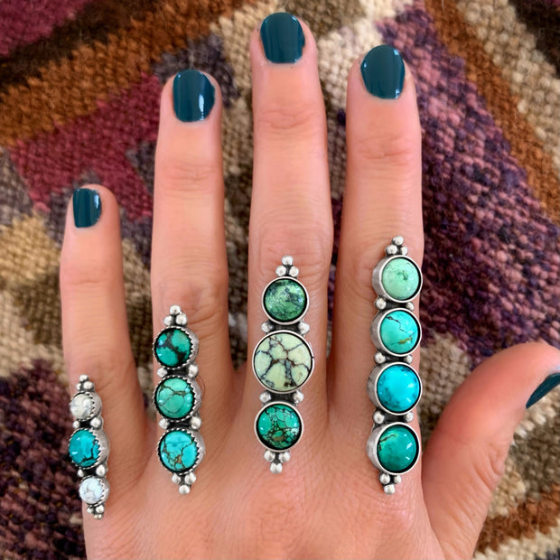 Quadruple turquoise ring in silver