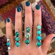 Triple turquoise ring in silver