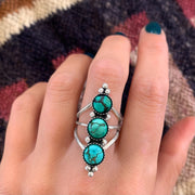 Triple turquoise ring in silver