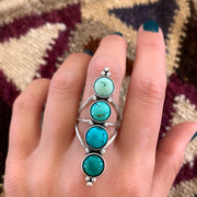 Quadruple turquoise ring in silver
